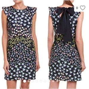 Nanette Lepore Floral Print Futter Sleeve Knee Length Sheath Dress Size 8